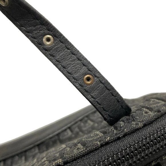 Auth DIOR/ChristianDior Trotteur - Black Gray Jacquard Leather Handbag - Picture 9 of 16